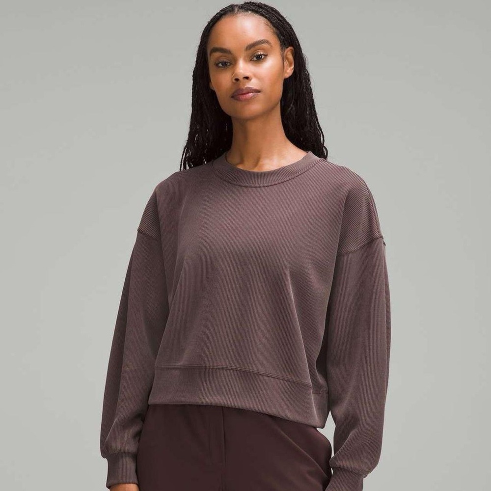 Lululemon ESPRESSO ribbed softstreme crew perfectly oversized cropped